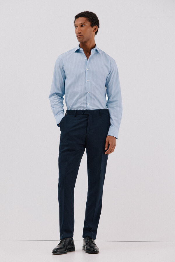 Cortefiel Easy-iron striped dress shirt Blue