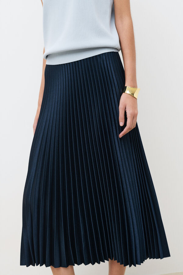 Caroll Saia midi plissada Azul