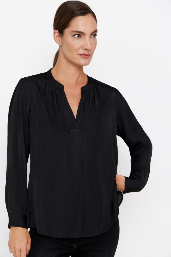 Cortefiel Satin blouse Black