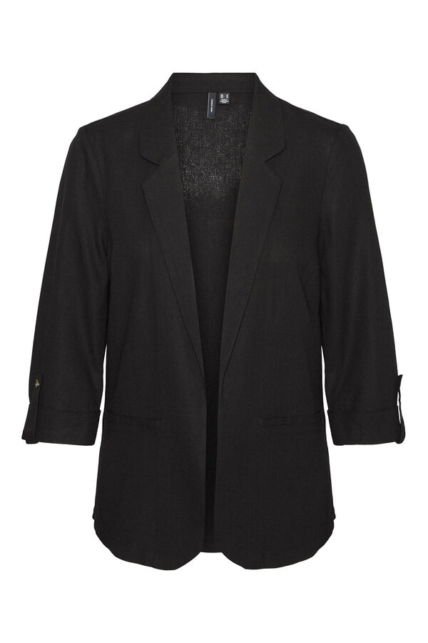Cortefiel Linen open-front blazer Black