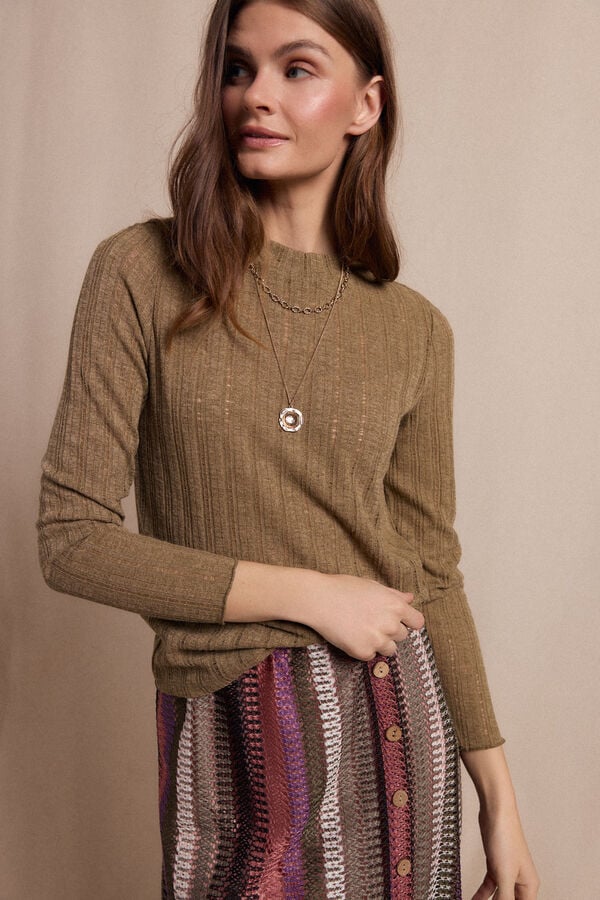 Slowlove Top malha estrutura Verde