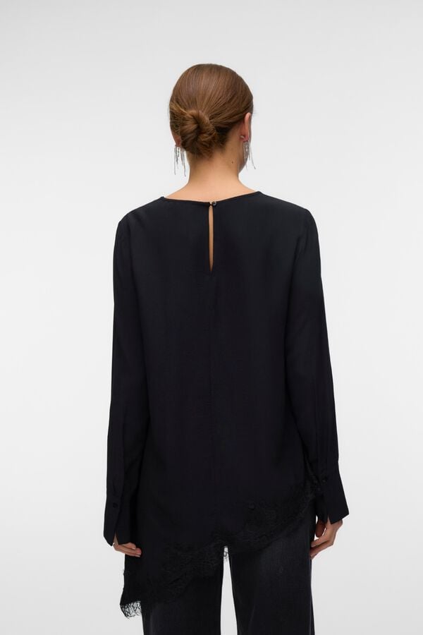 Vero Moda Top assim&eacute;trico com renda Preto