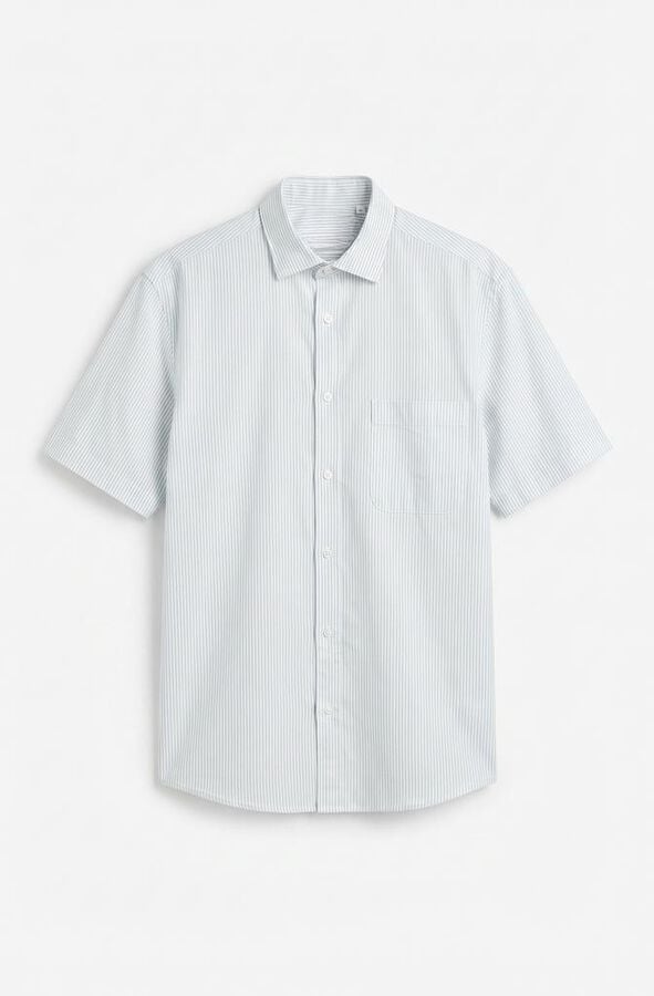 Cortefiel Striped short sleeve shirt Green