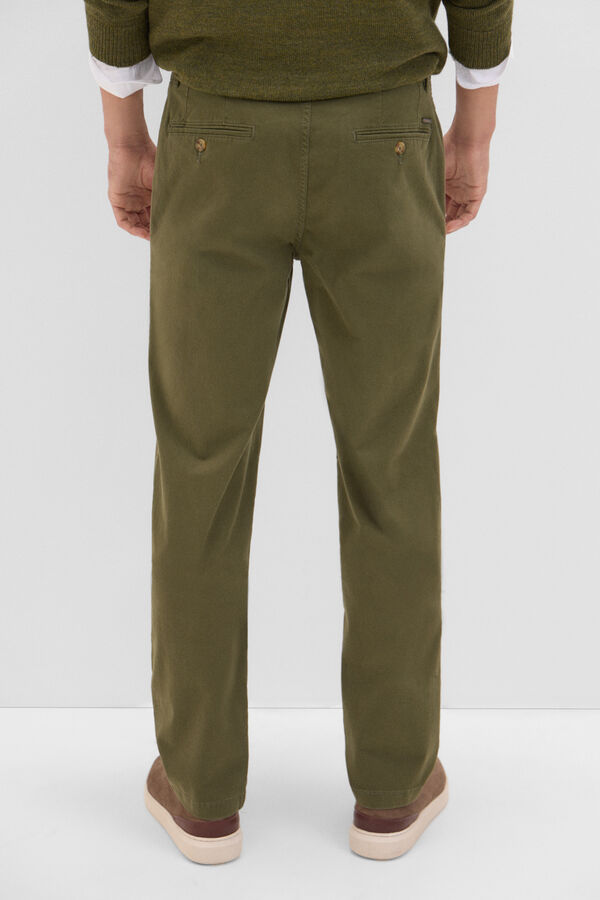 Cortefiel Calças chino regular fit Verde