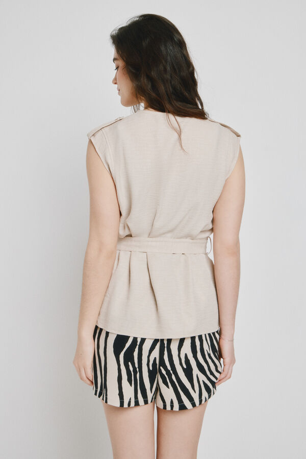 Vero Moda Top sem mangas decote cruzado Tostado