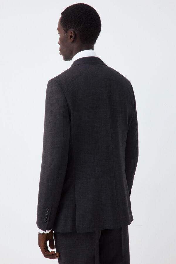 Cortefiel Grey smart fabric plaid slim blazer Dark grey