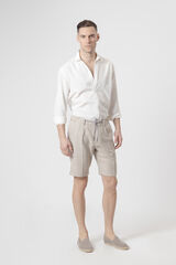 PuroEGO Bermuda em linho espiga Castanho