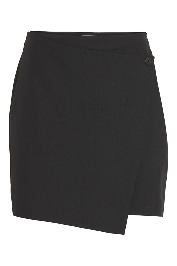 Cortefiel High-rise asymmetric mini skirt Black