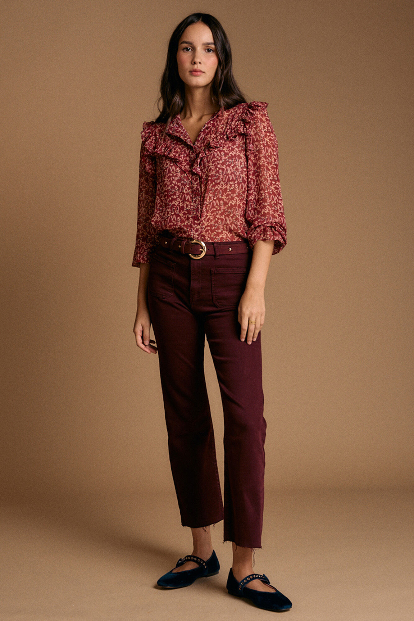 Pol&iacute;n Et Moi Camisa estampado Lidia com babados