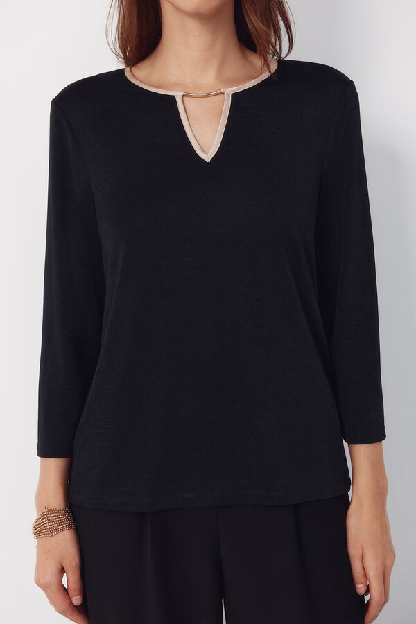 Cortefiel Top teardrop contrast Black
