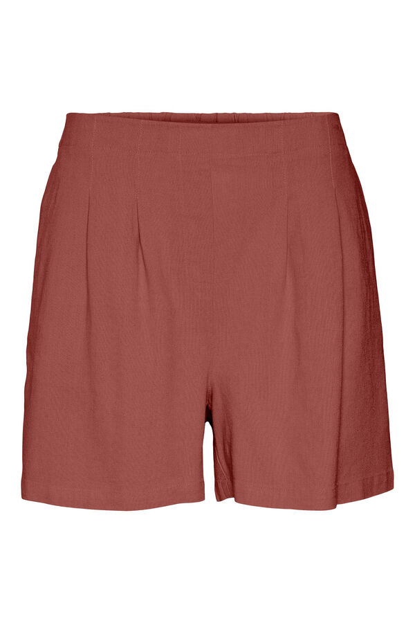 Cortefiel Women's lightweight shorts with elasticated waistband Red