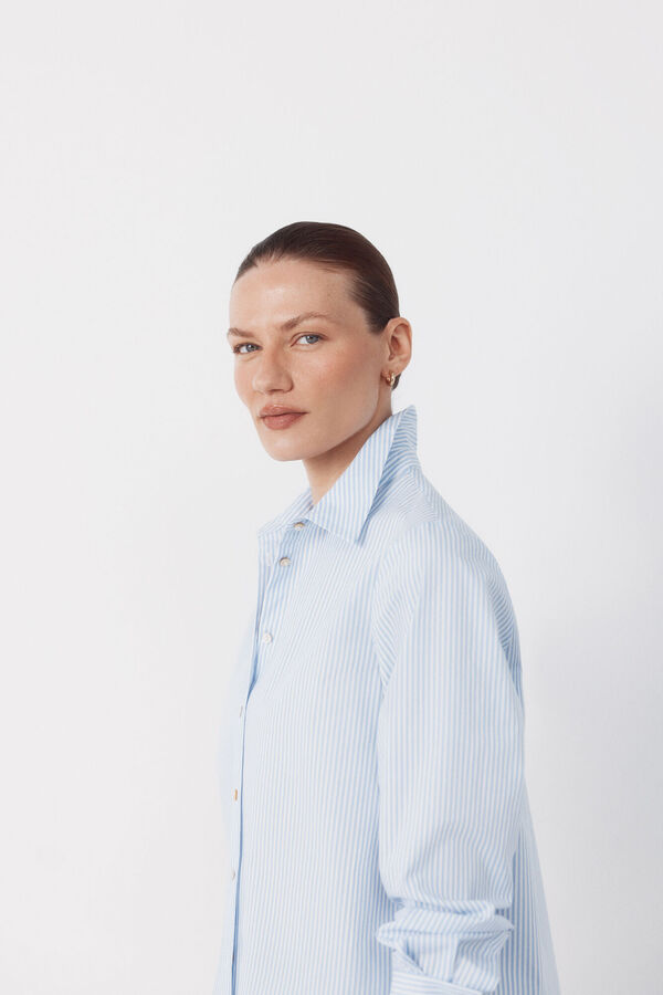 Cortefiel Poplin shirt Printed blue