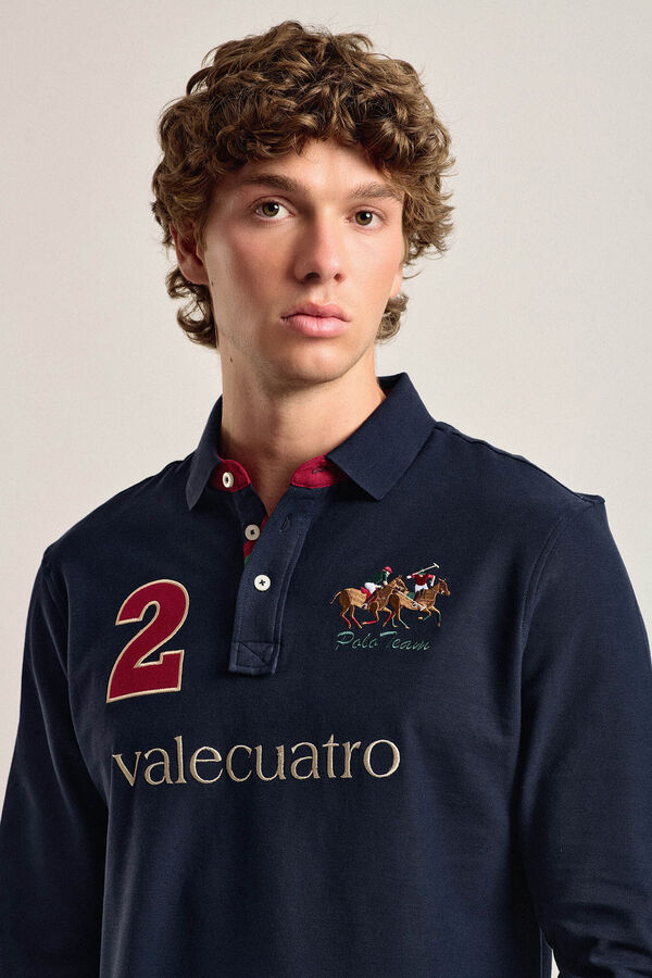Valecuatro Pólo masculino Valecuatro modelo cavalo azul marinho Azul