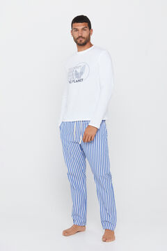 Cortefiel Set de pijama de punto y tela Blanco 