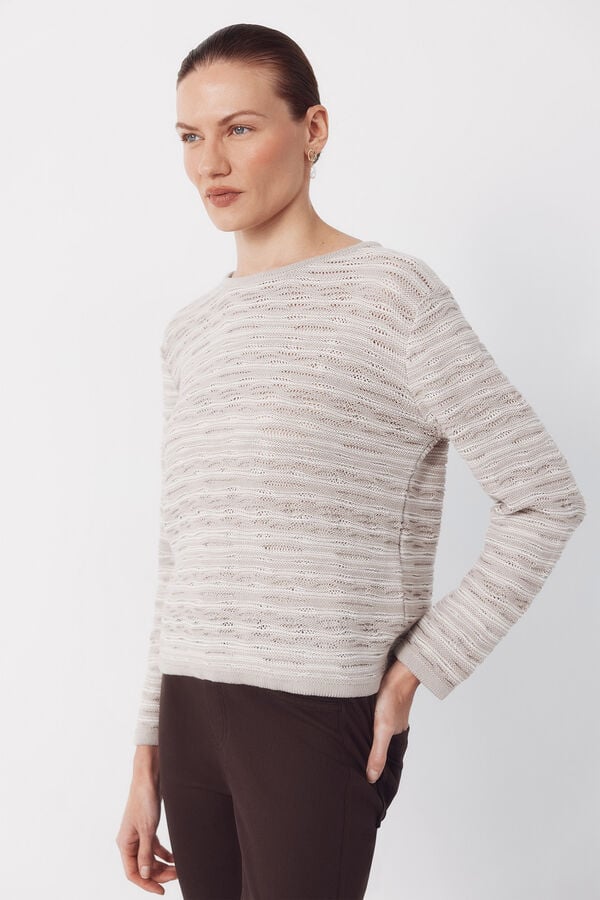 Cortefiel Jersey-knit textured jumper Beige