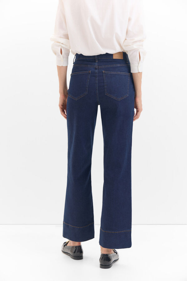 Cortefiel Palazzo Botones Trousers Blue