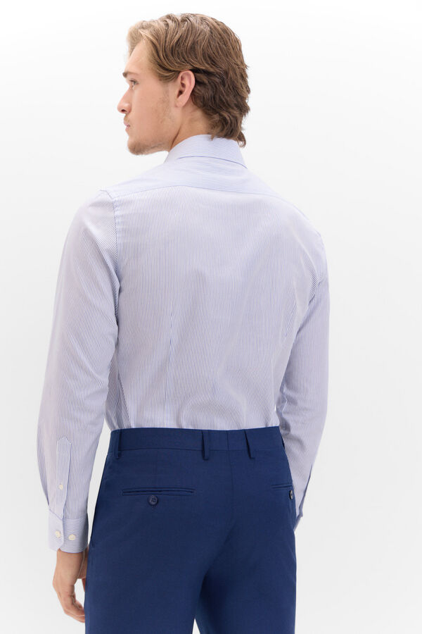 Cortefiel Striped slim fit easy-iron dress shirt Blue