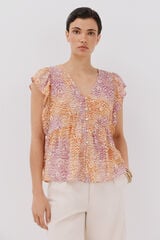 Cortefiel Printed flounced blouse Multicolour
