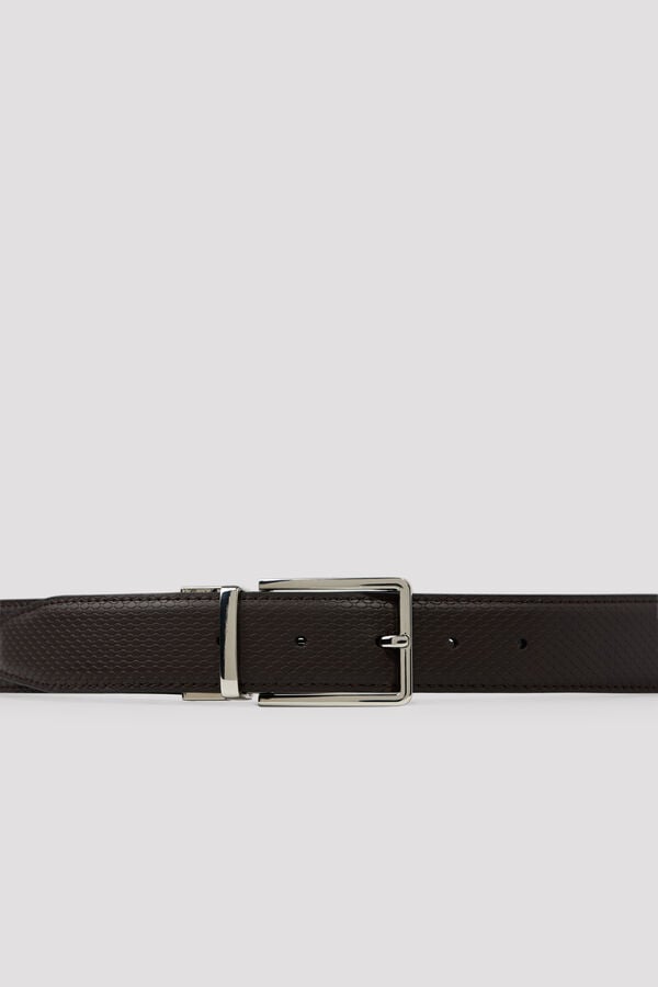 Cortefiel Reversible leather belt Brown