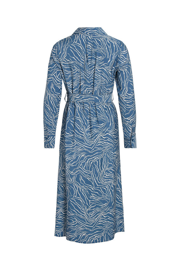 Cortefiel Printed long-sleeved midi dress Blue