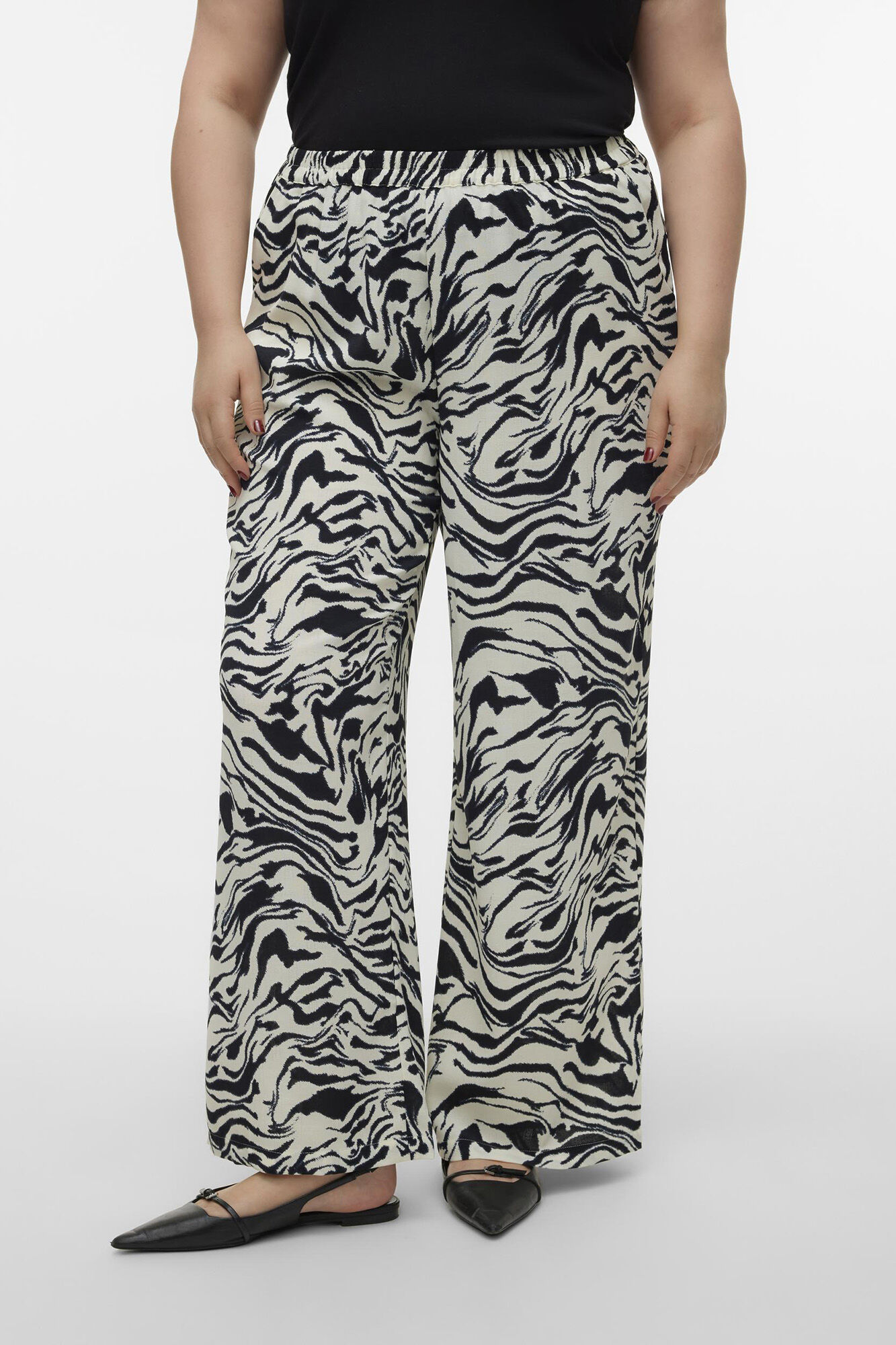 Pantalon largo fluido talla grande Pantalones de mujer Cortefiel