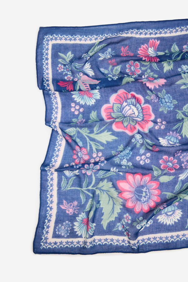 Cortefiel Fular estampado floral Azul oscuro