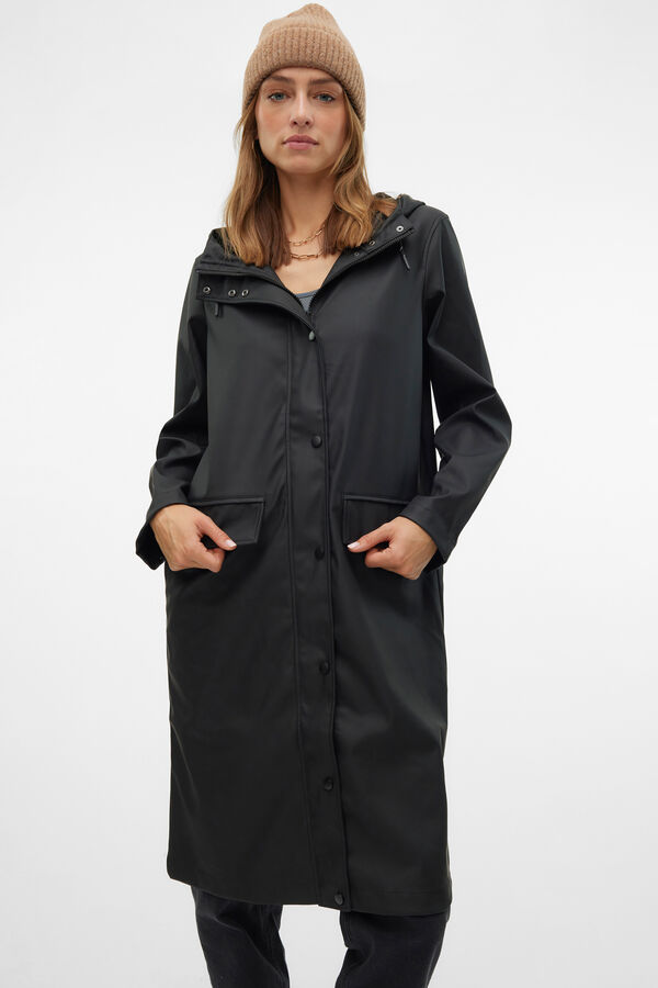 Vero Moda Impermeável midi com capuz Preto