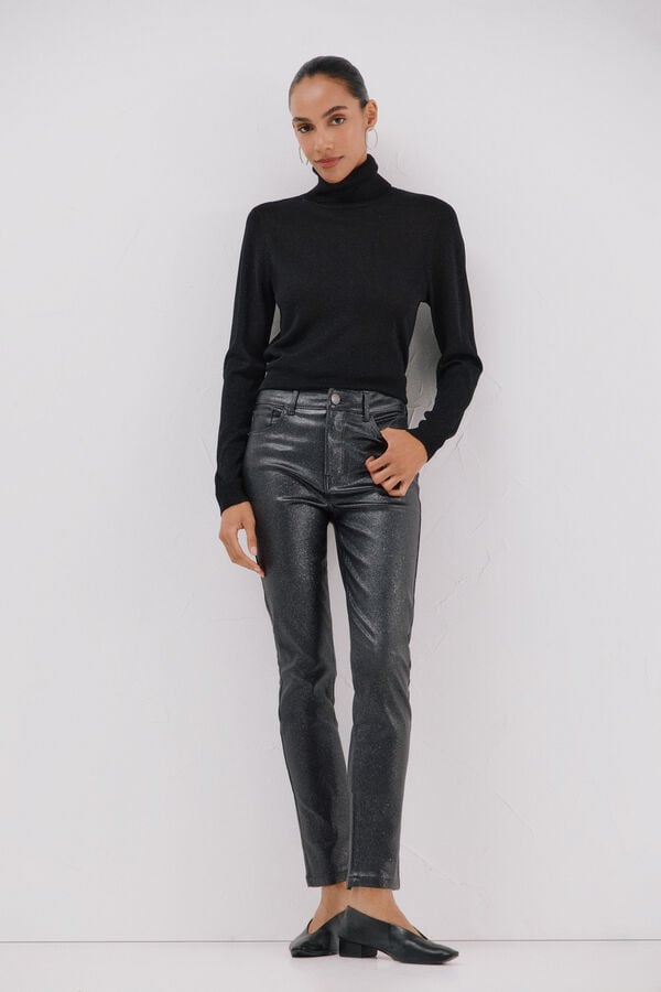 Cortefiel Sensational resin coated pants Printed grey