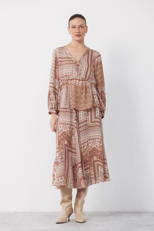 Cortefiel Printed keel skirt Multicolour