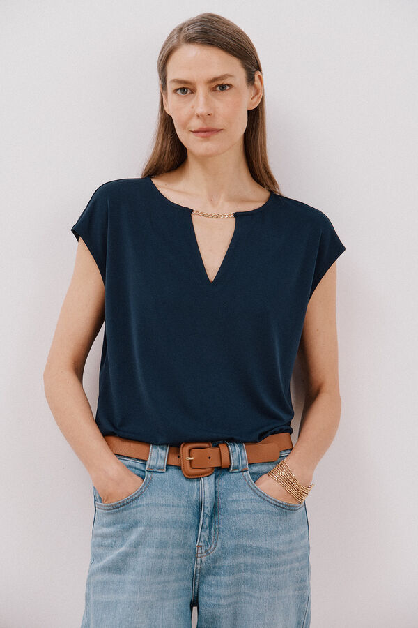 Cortefiel Top chain detail Navy