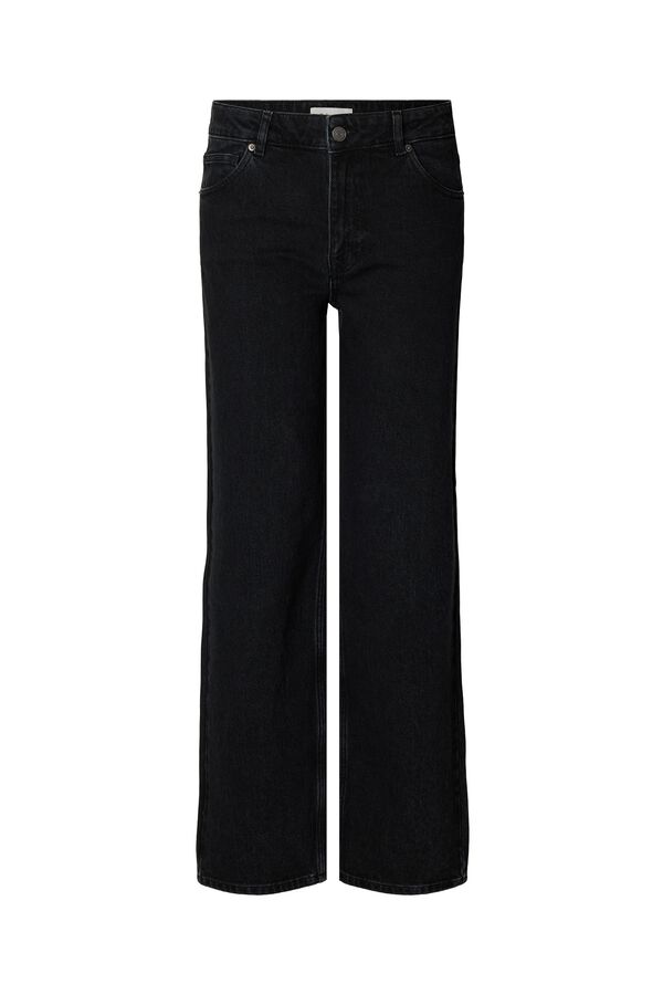 Selected Jeans wide leg em algod&atilde;o Preto
