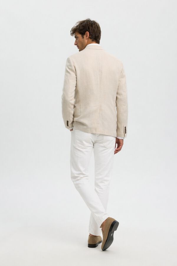 Selected Linen jacket with flap Beige