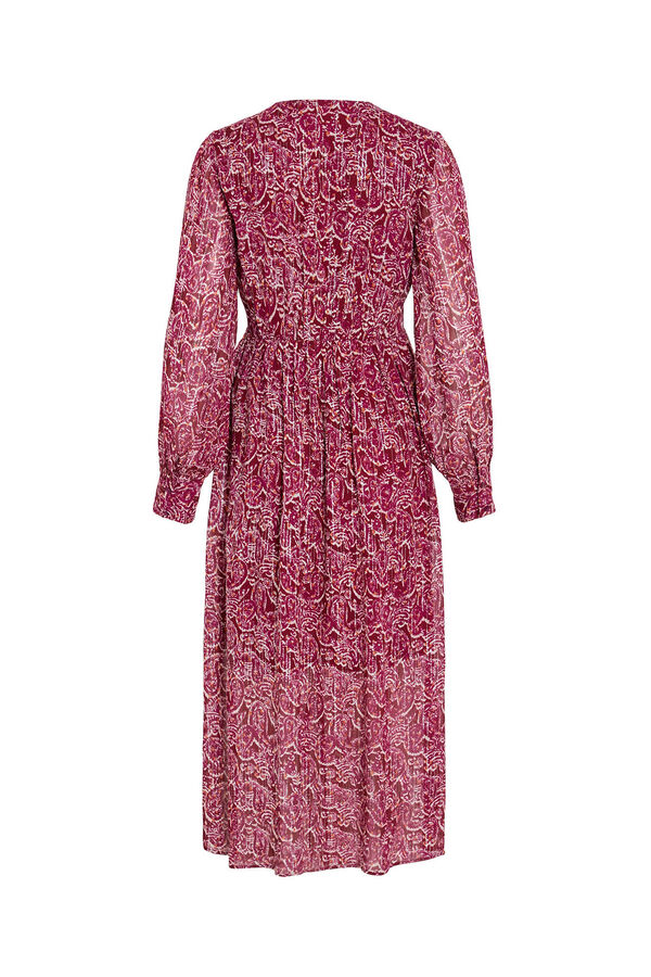Vila Vestido midi estampado com lurex Subiu