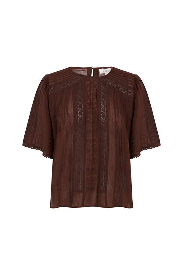 Slowlove Blusa com detalhes de renda Castanho