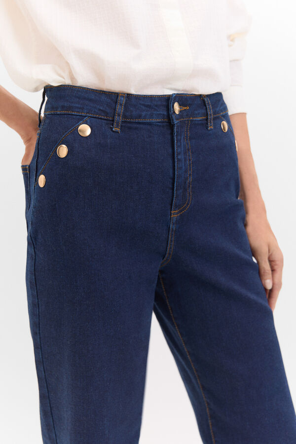 Cortefiel Palazzo Botones Trousers Blue