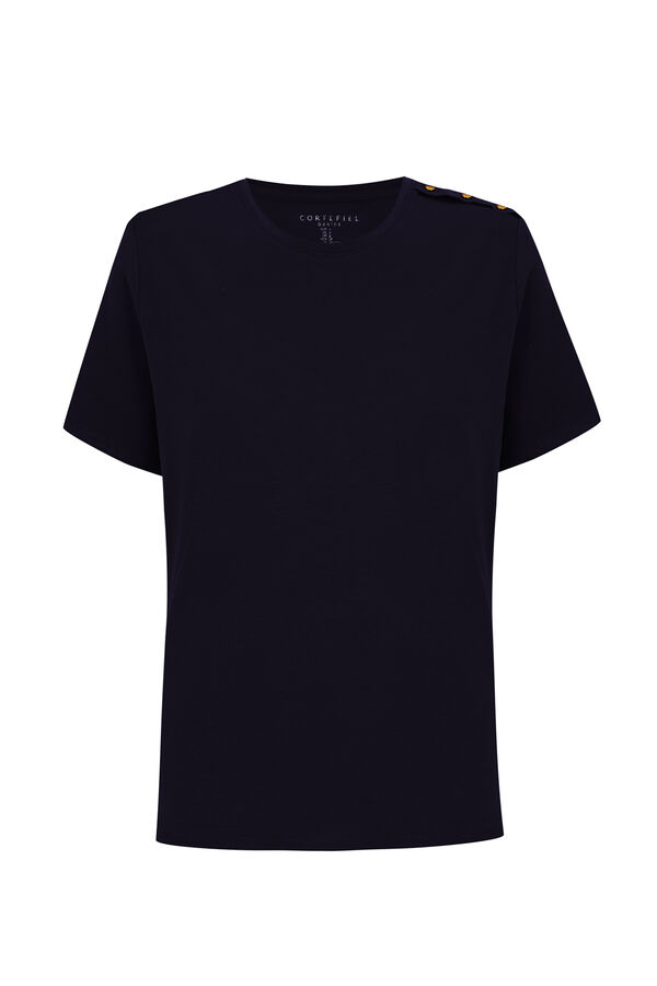 Cortefiel Gold button basic T-shirt Navy