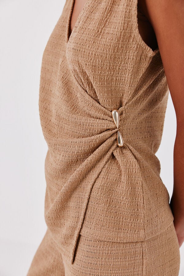 Cortefiel Top with clasp Yellow