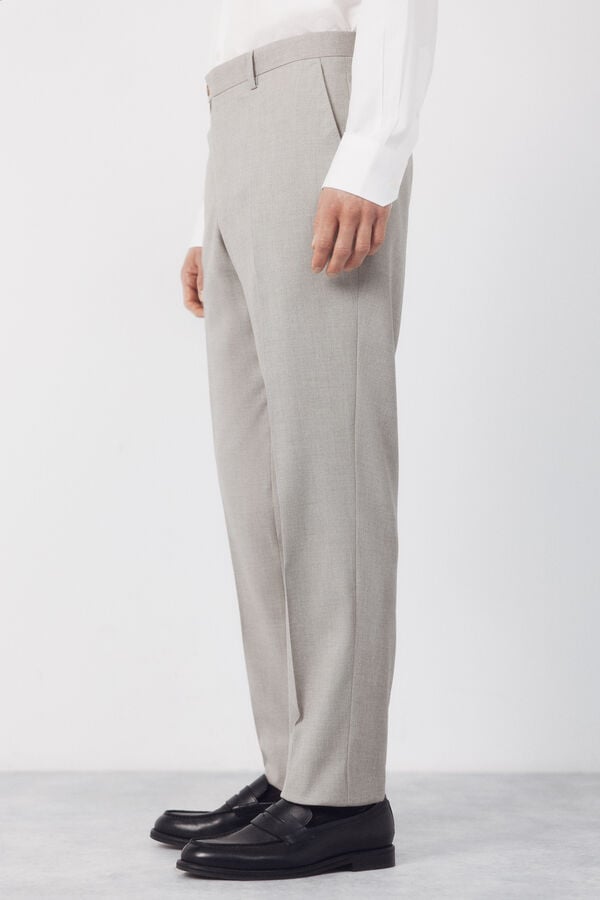 Cortefiel XXI Serie Taupe Structured Trousers Beige