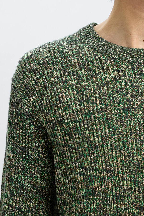 Selected 100% organic cotton crew neck jumper Green