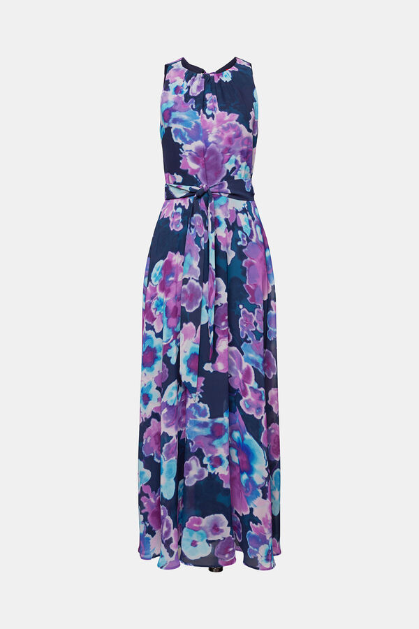 Cortefiel Long floral print dress Printed blue