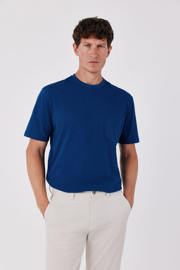 Cortefiel Basic T-shirt Blue