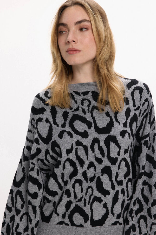 Vila Camisola de malha de viscose estampado Cinzento