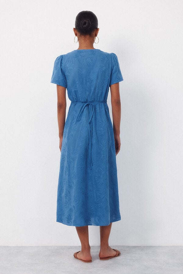 Cortefiel Embroidered dress Blue