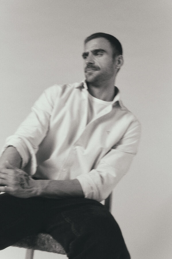 OOTO Camisa oxford raya candela manga larga Kaki