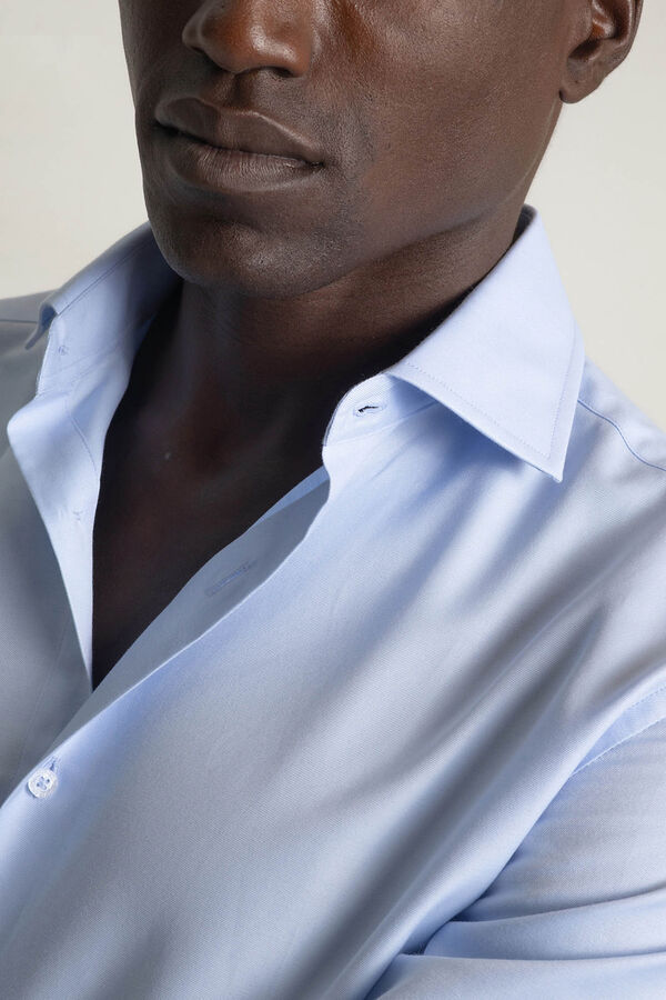 PuroEGO Camisa vestir regular fit twill Azul