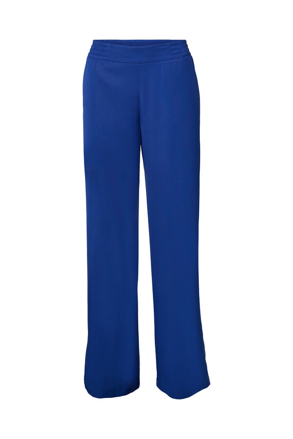 Cortefiel Plain colour fluid viscose wide leg trousers Blue