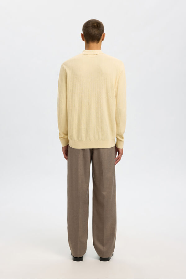 Selected Polo estruturada com meia fecho-éclair  Tostado