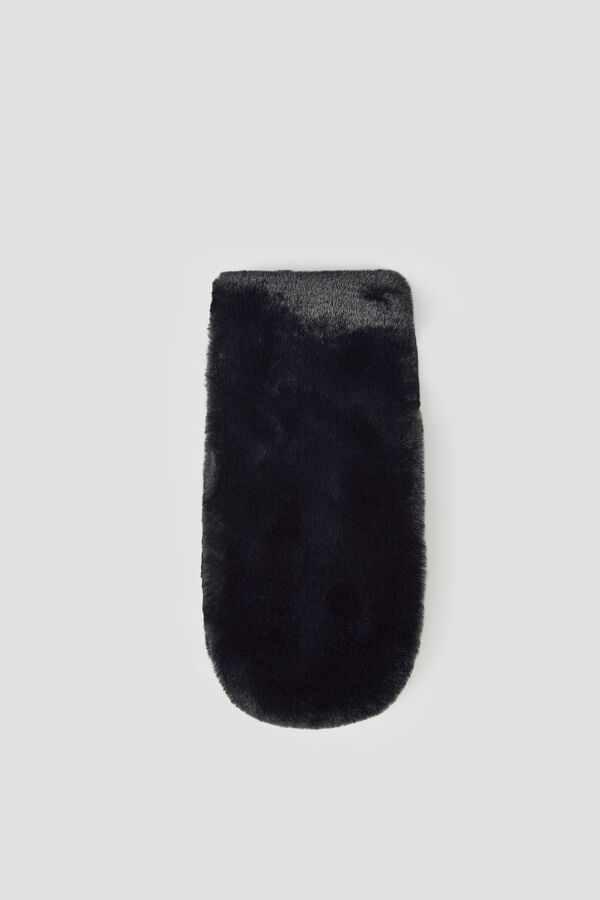 Cortefiel Faux fur scarf Black
