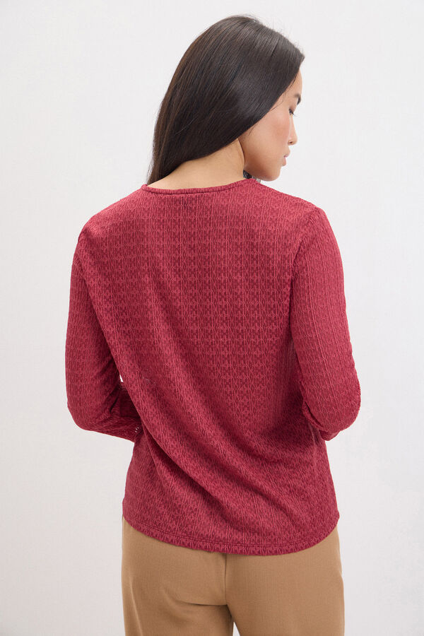 Cortefiel Textured top with buttons Purple