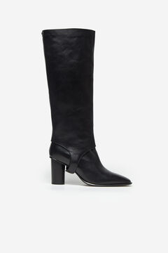 Cortefiel Leather ankle boot Black